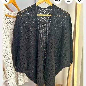 Handcrafted Black OS Knit Cardigan